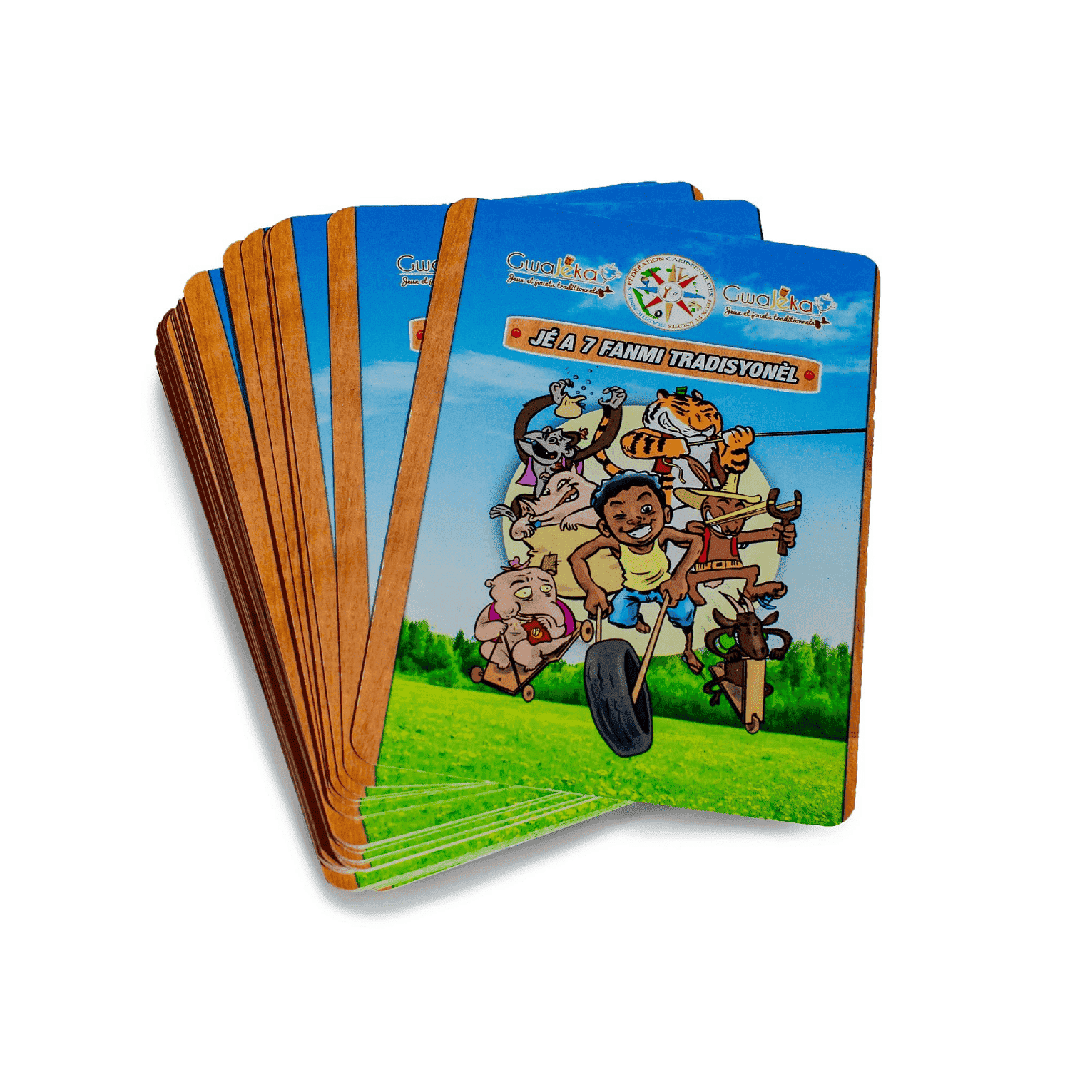 photo d'une boîte de jeu de carte des 7 familles, version traditionnelle de Guadeloupe.